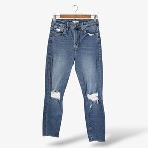 Good American Good Legs Jeans Size 6/28 High Waist Raw Edge Crop Skinny BLUE533